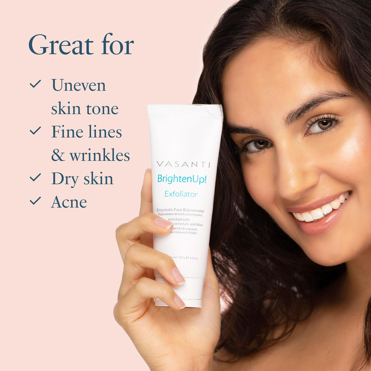 VASANTI visible post-use skin glow illustrating smoother, brighter complexion benefit