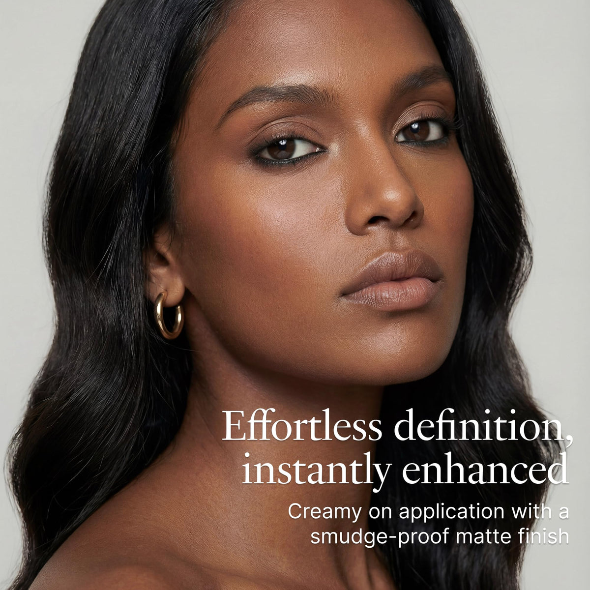 VASANTI texture stroke on skin reveals rich black pigment and long-wear benefit