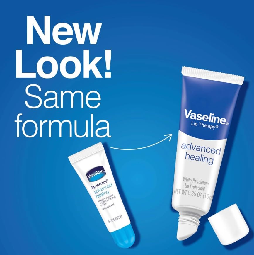 Hand applying Vaseline tin to lips demonstrating easy on-the-go use