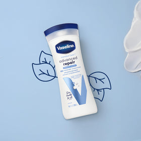 Vaseline next to ruler showing 10 oz bottle size for scale