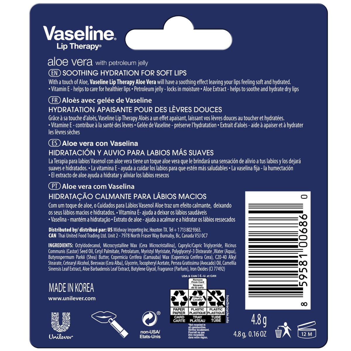 Vaseline single Aloe Fresh stick open, ready for precise application