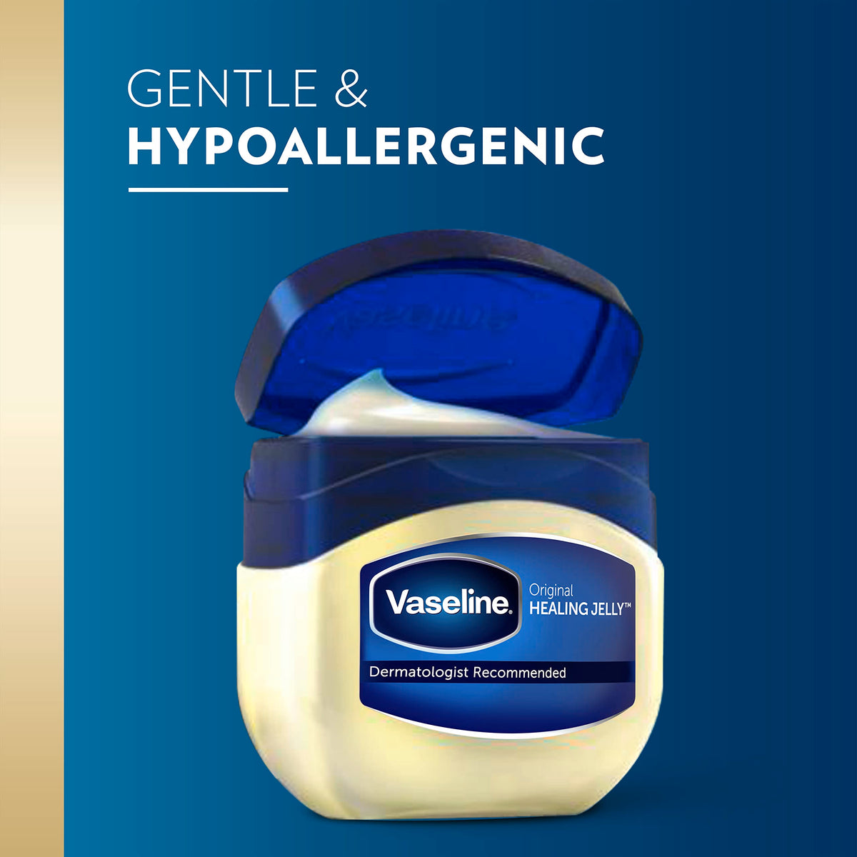 Hand applying Vaseline to dry skin illustrating fast barrier protection benefit