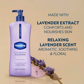 Applying Vaseline lotion on forearm to soothe dry skin and restore moisture benefit