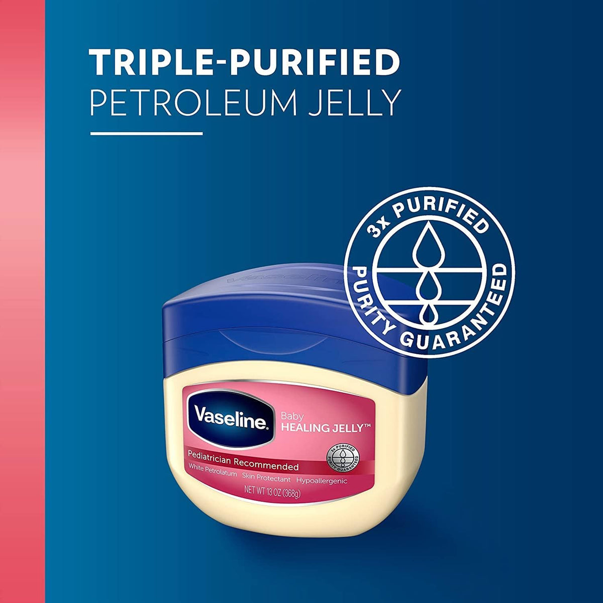 Vaseline open jar texture demonstrating smooth, pure jelly benefit