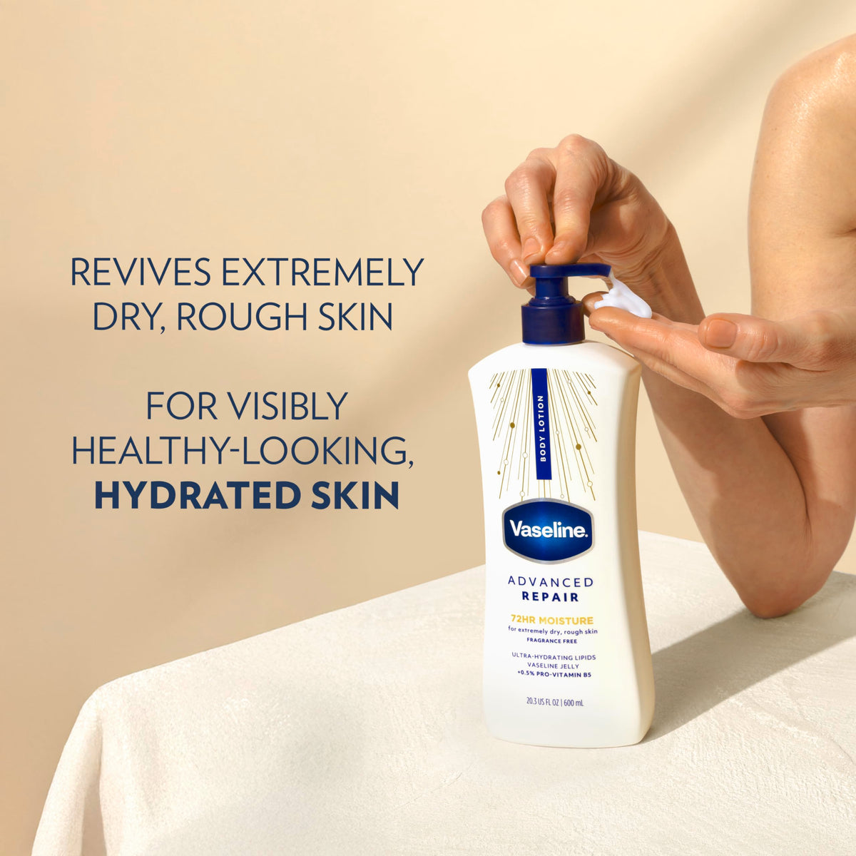 Vaseline in a bathroom lifestyle scene showing daily-use convenience benefit