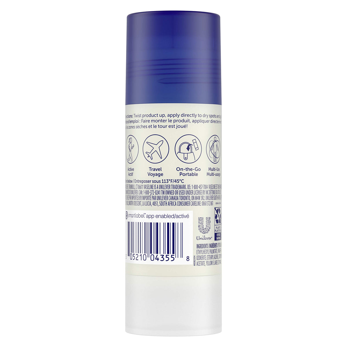 Vaseline close-up of stick texture highlights smooth, non-greasy glide