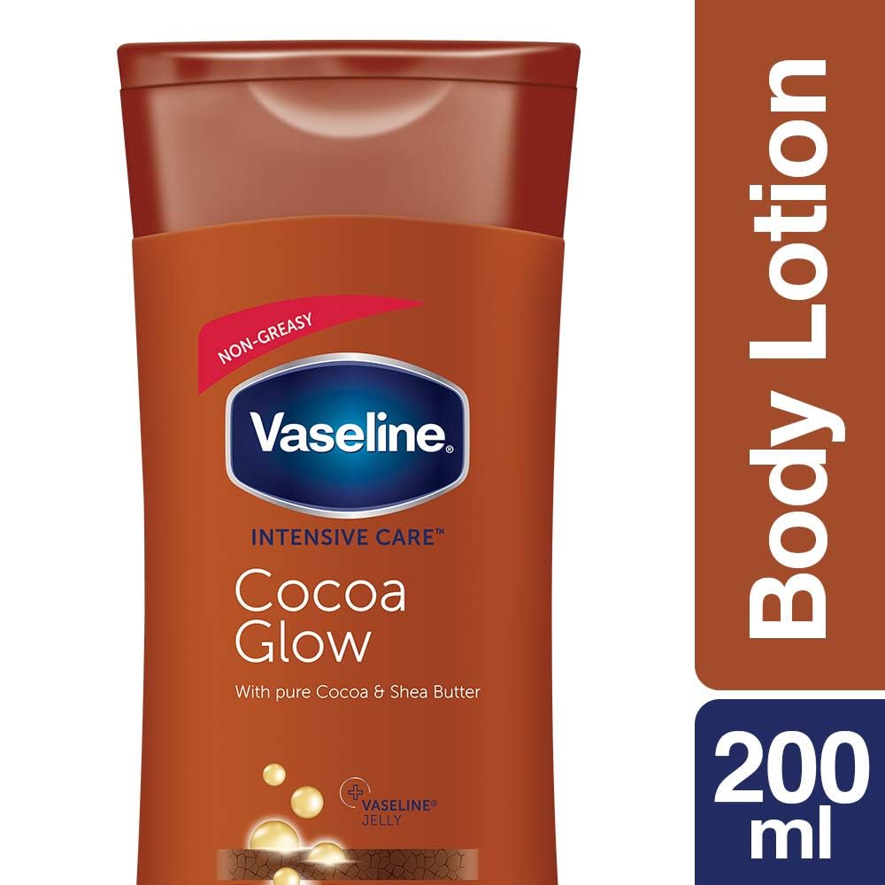 Vaseline close-up of lotion texture highlighting smooth cocoa butter