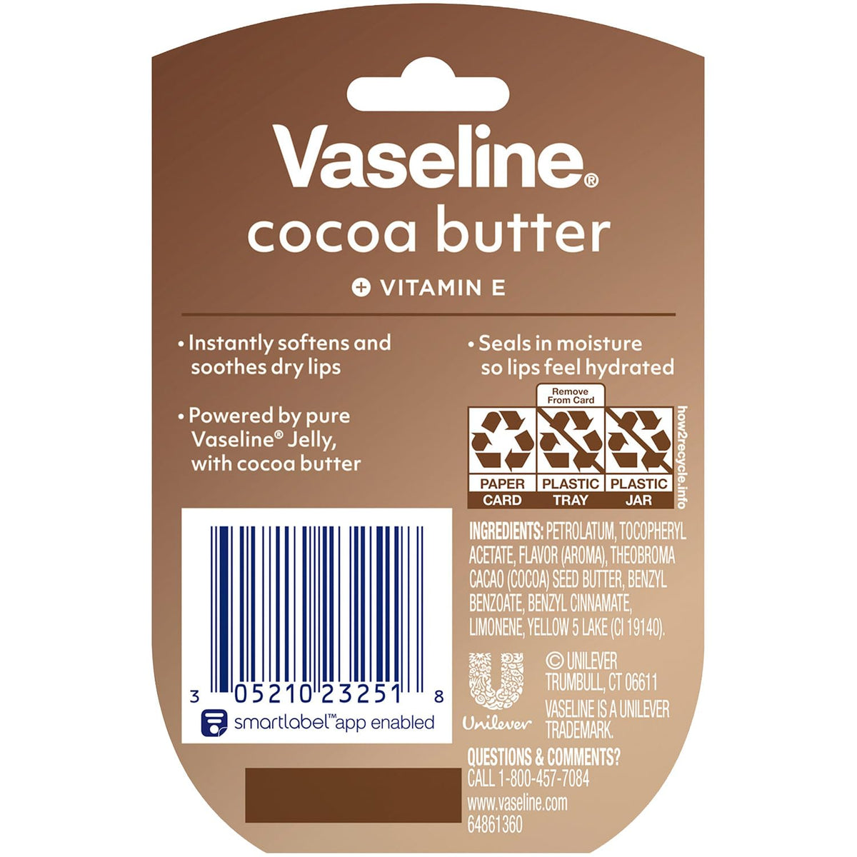 Vaseline open tin showing smooth cocoa butter texture that soothes lips