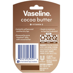 Vaseline open tin showing smooth cocoa butter texture that soothes lips