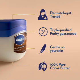 Close-up of Vaseline cocoa butter jelly highlighting subtle scent and glow