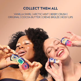 Six Vaseline cocoa butter tins arranged to show the complete multi‑pack supply