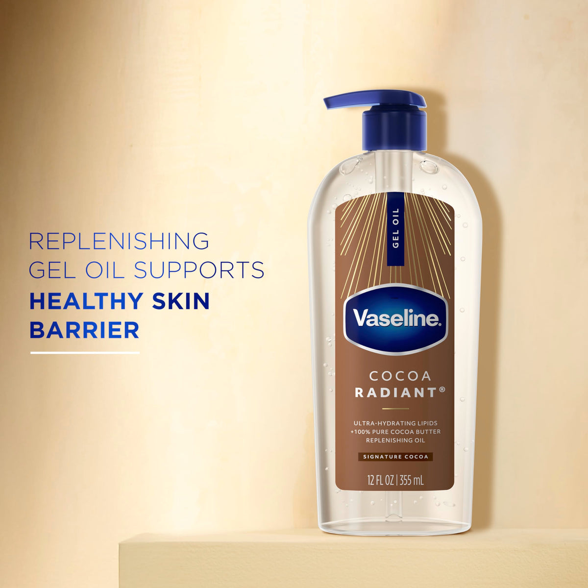 Vaseline ingredients label highlighting cocoa butter and oils benefits