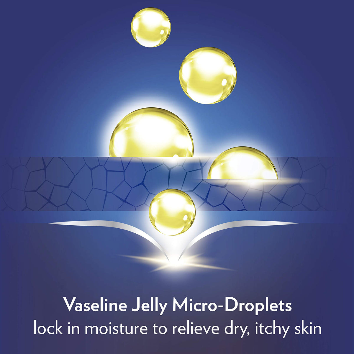 Vaseline texture drop of moisturizer showing non-greasy finish benefit