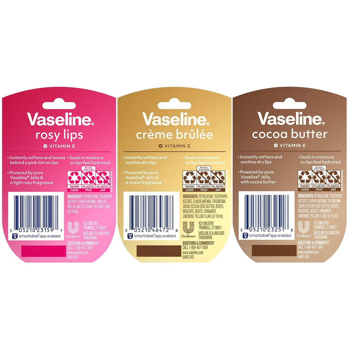 Vaseline crème brûlée jar open to show smooth balm and easy scoop application