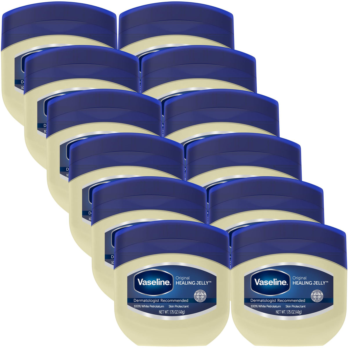 Vaseline front packaging showing 1.75 oz jar and travel convenience