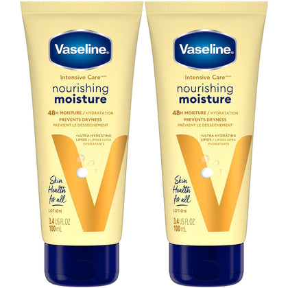Vaseline two-pack front packaging showing compact tubes for travel