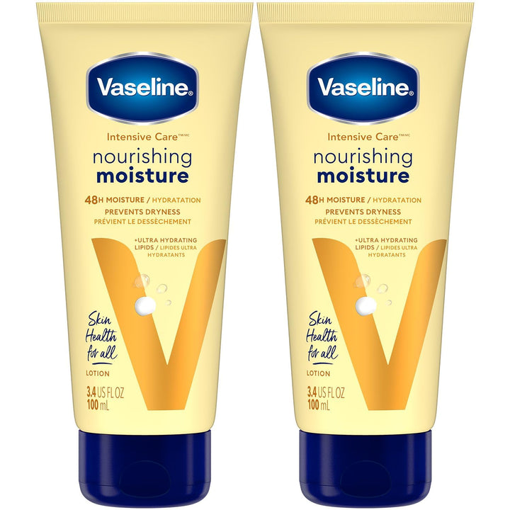 Vaseline two-pack front packaging showing compact tubes for travel