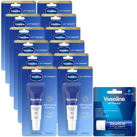 Vaseline front packaging showing 12-pack for convenient lip care