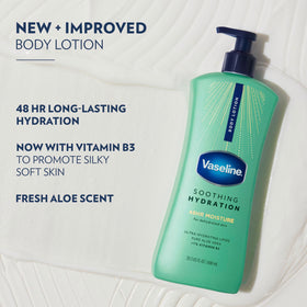 Hand applying Vaseline lotion to leg for fast relief