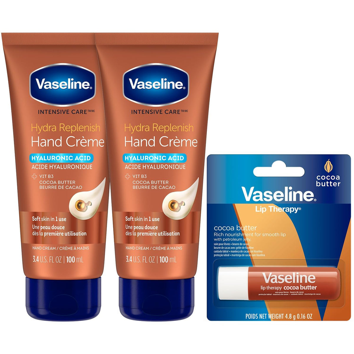 Vaseline hand cream front pack showing tube and branding for fast hydration