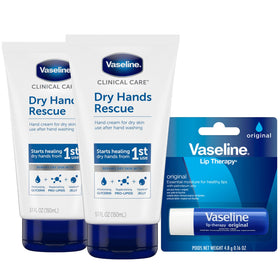 Vaseline hand cream front packaging showing two tubes and label benefit