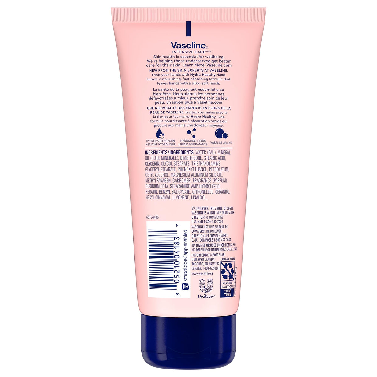 Vaseline hand cream open tube texture close-up highlighting fast-absorbing lotion