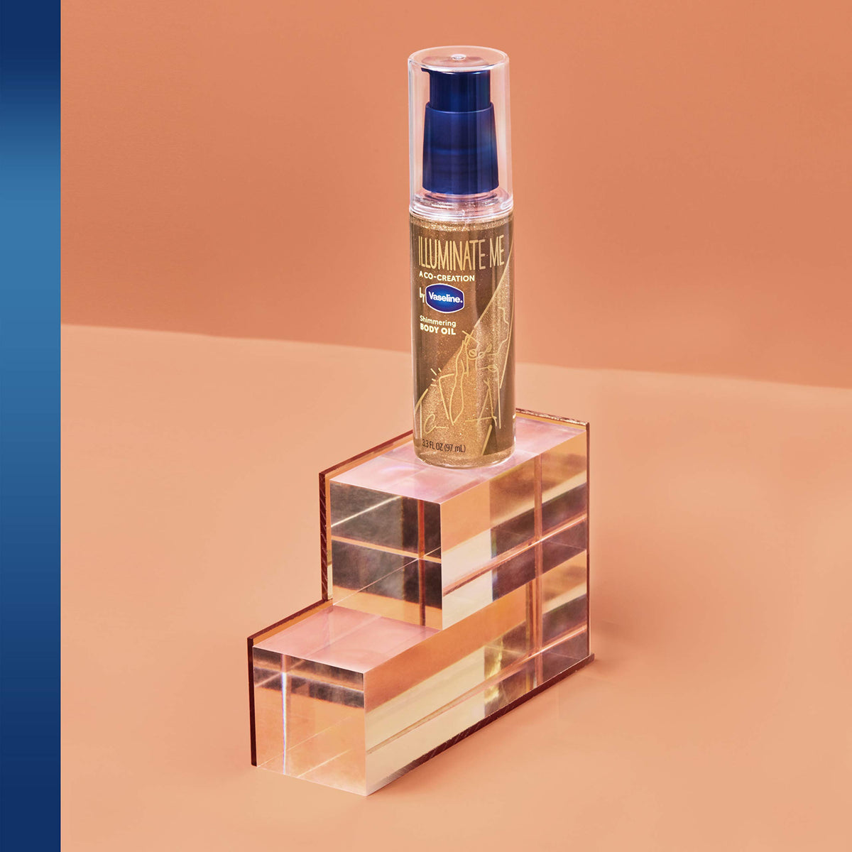 label detail on Vaseline bottle showing ethically sourced mica and paraben-free