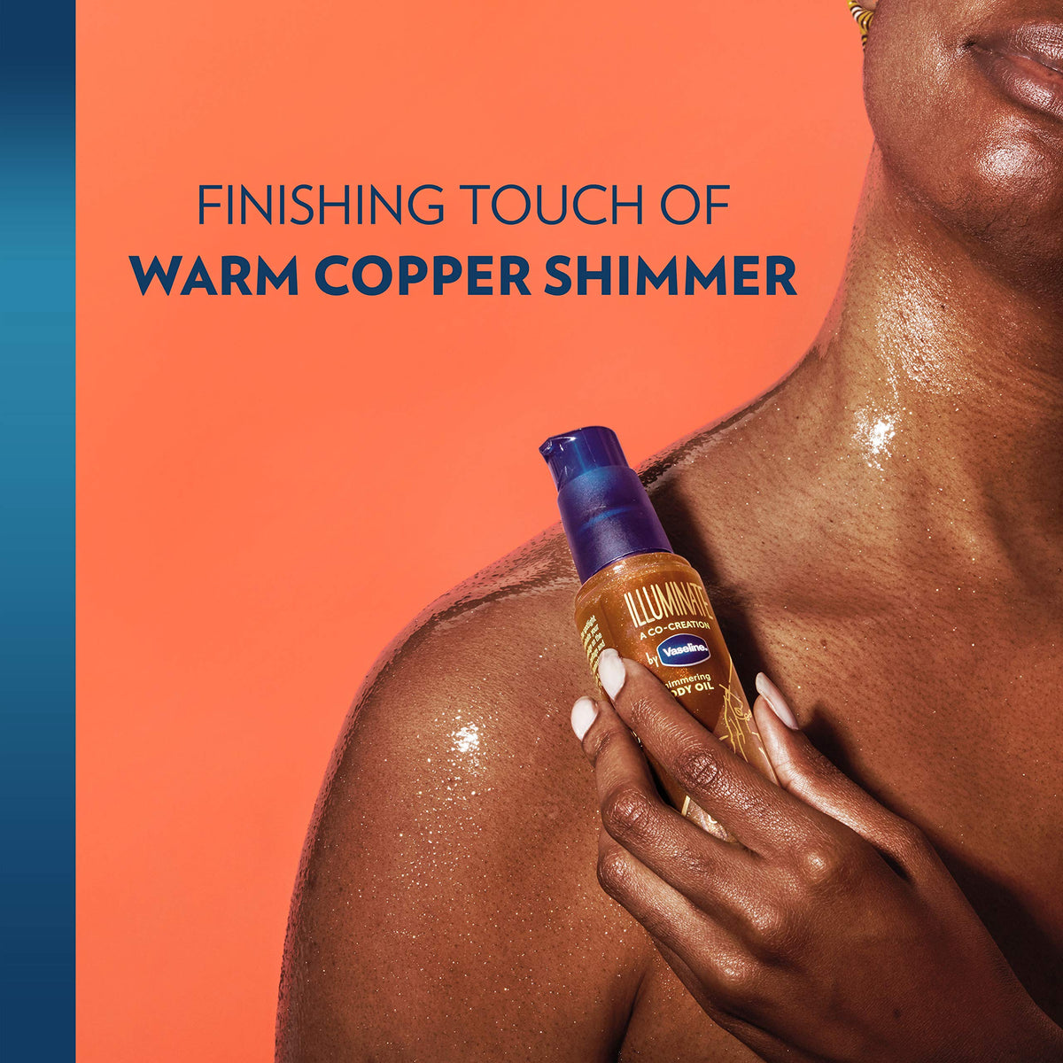 close-up oil texture with shimmer particles highlighting smooth finish by Vaseline