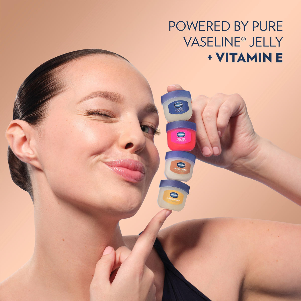 Vaseline ingredients label closeup focusing on cocoa butter inclusion and moisturizing benefits