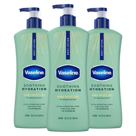 Vaseline front packaging showing bottle and benefits