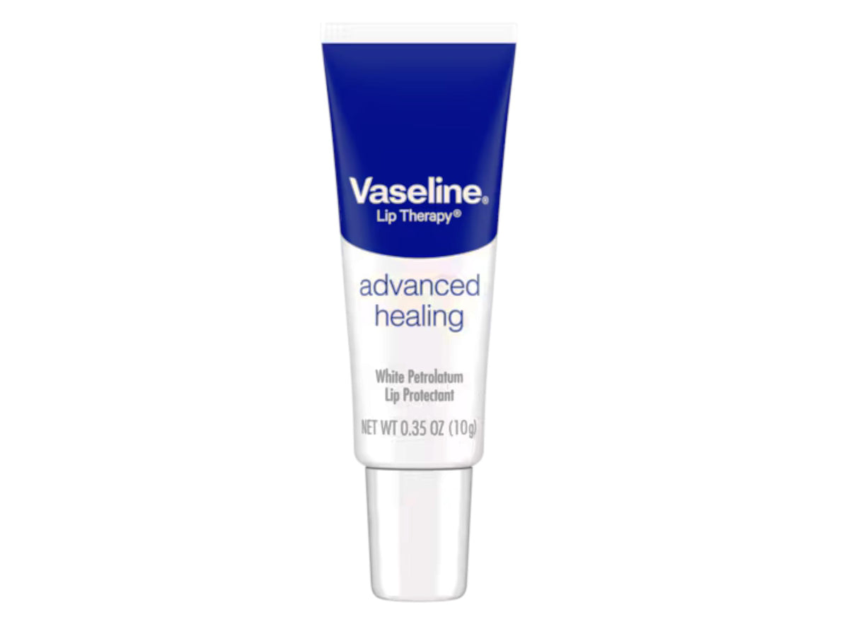 Vaseline tin label and ingredient list detail showing clear product information benefit