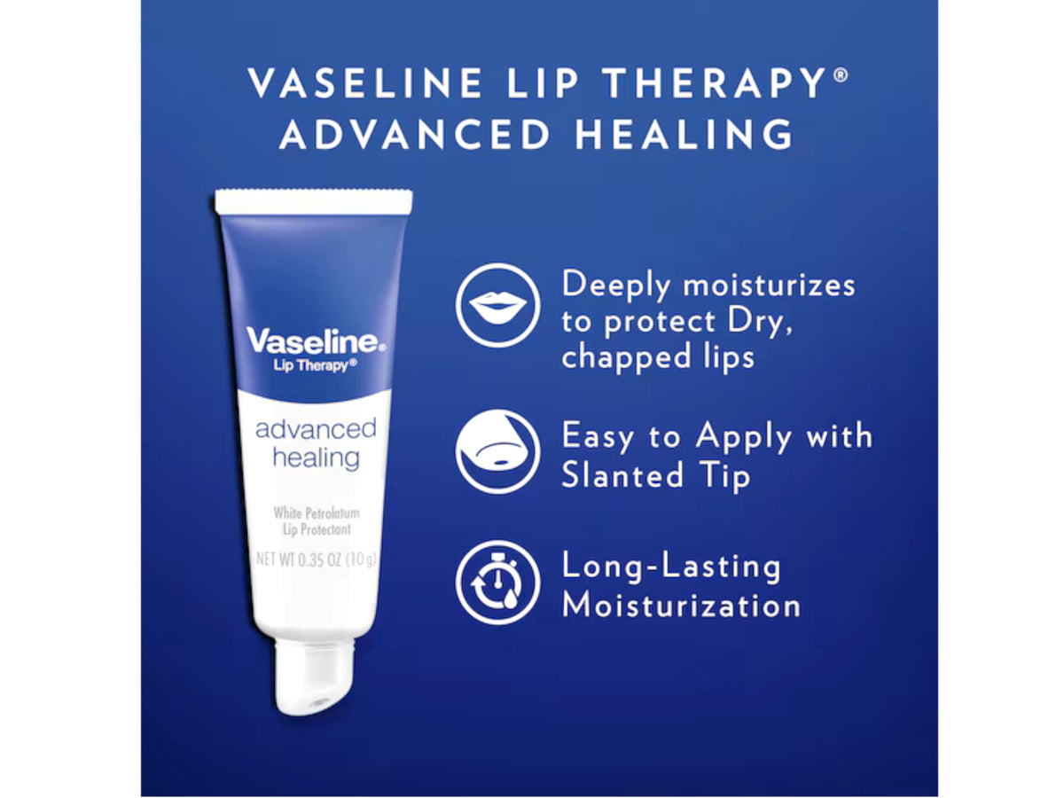 Vaseline tins in bag and on desk showing multi-location convenience benefit