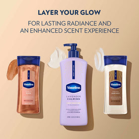 Vaseline bottles on bathroom counter lifestyle image suggesting daily routine benefit