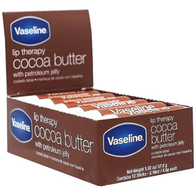 Vaseline Cocoa tube close-up highlighting twist-up applicator and easy use