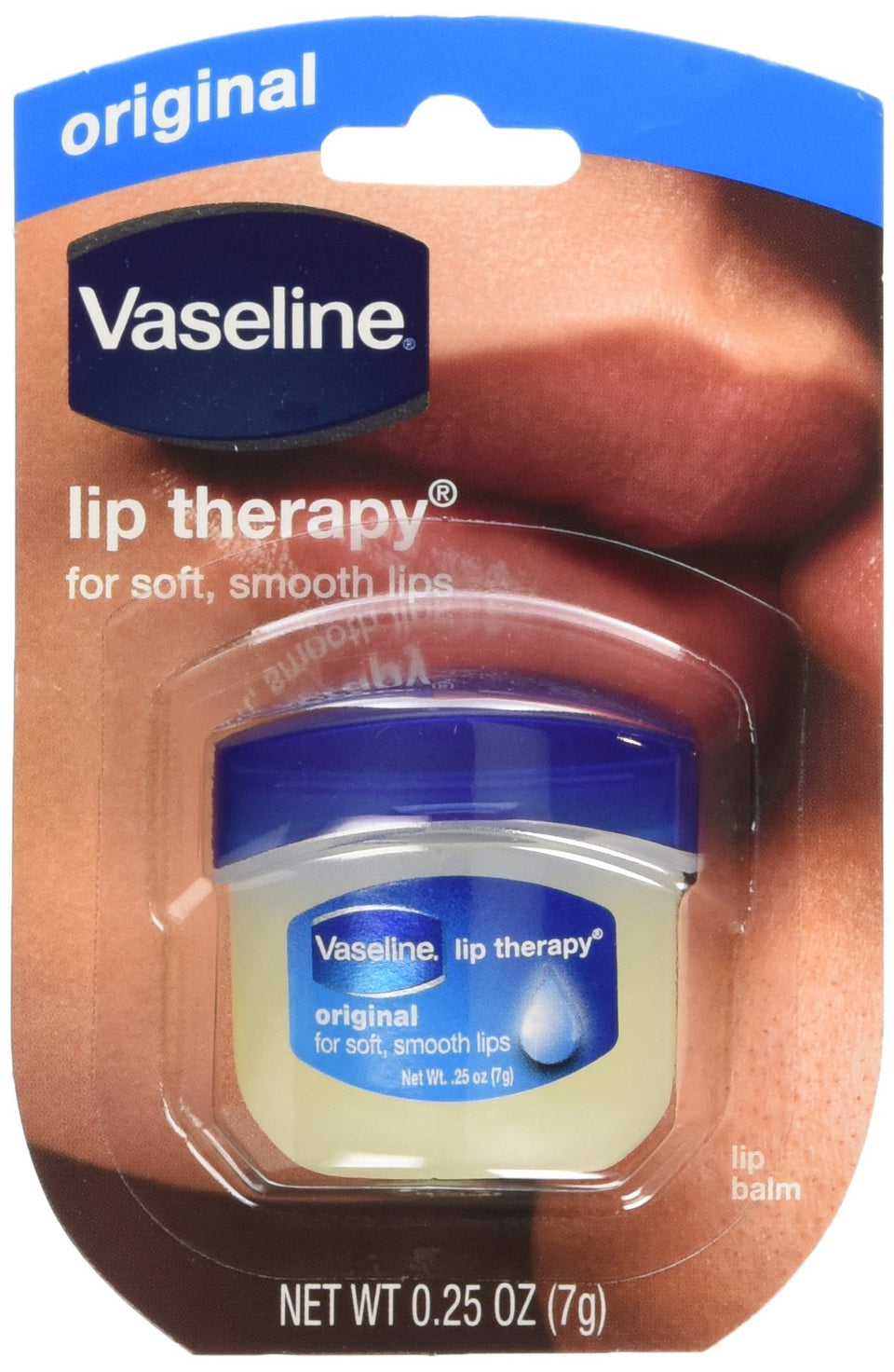 Vaseline mini jars front packaging showing two-pack display and hanging punch