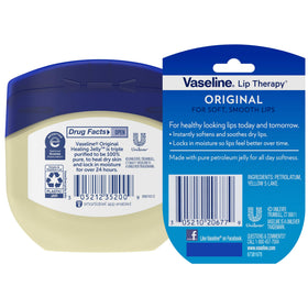 Vaseline Lip Therapy mini pot opened showing compact lip hydration benefit