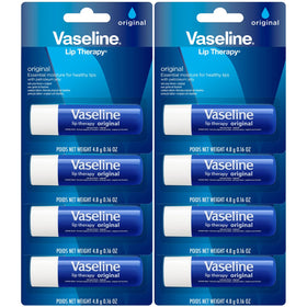 Vaseline front packaging showing eight lip therapy sticks and brand trust