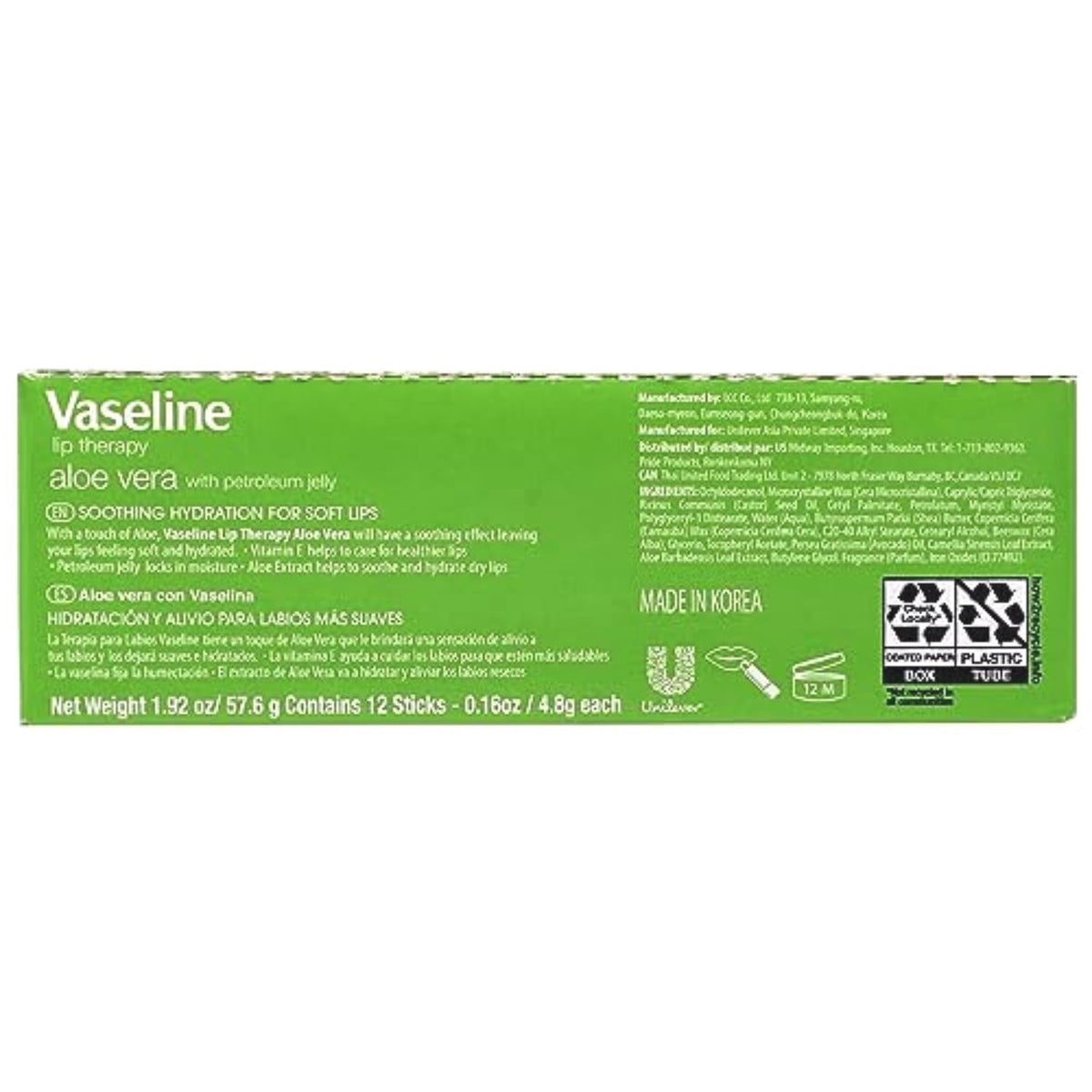 Vaseline texture swatch of Aloe balm showing non-greasy finish