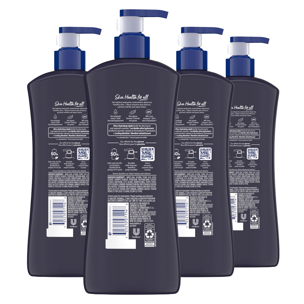 Vaseline bottle and pump close-up highlighting label and easy dispensing