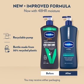 Vaseline men pump dispenser highlighting easy one-handed use benefit