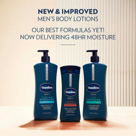 Vaseline men next to common items for size comparison and value benefit