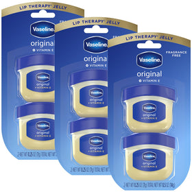 Vaseline mini jars front packaging showing six small pots and brand benefit