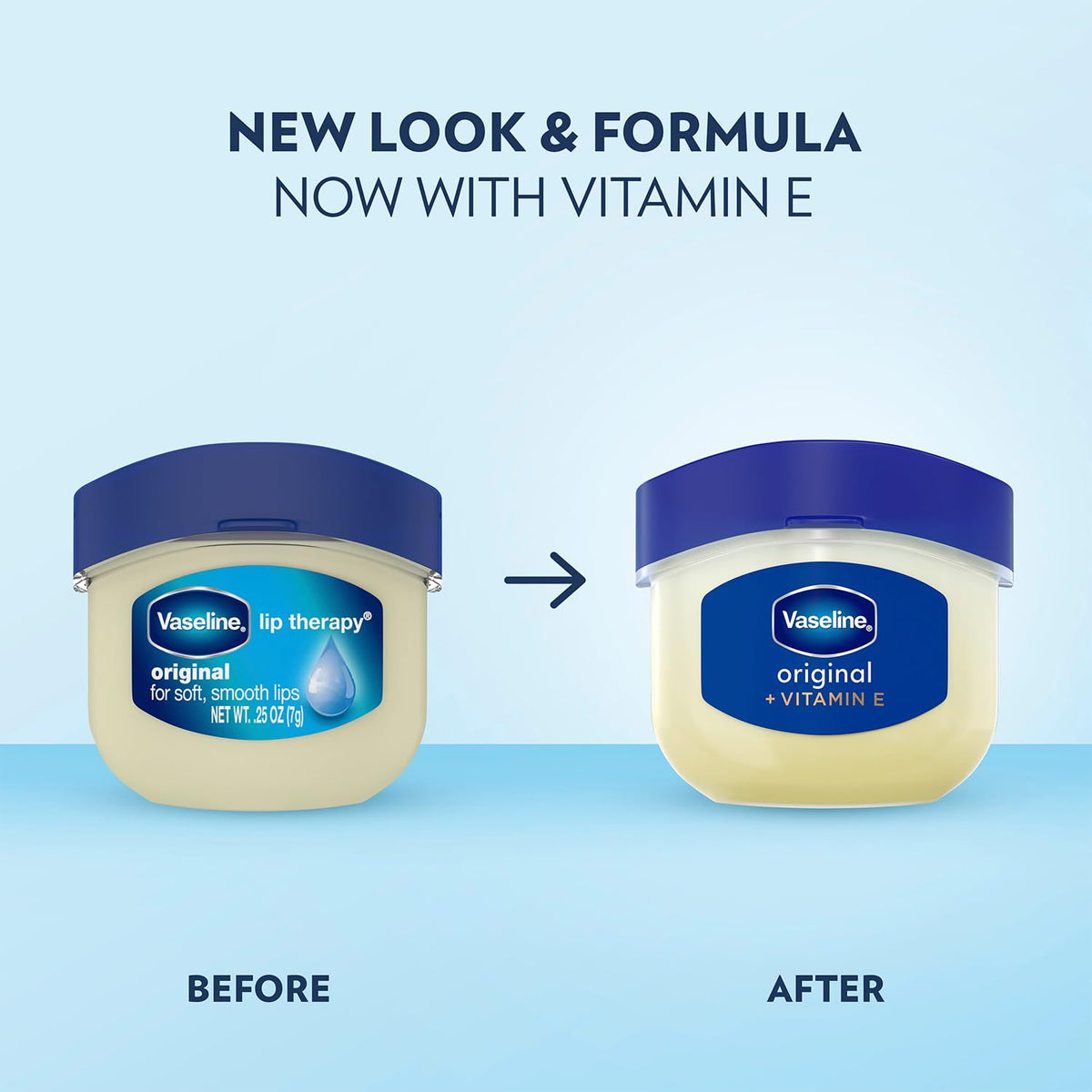 Vaseline open jar top view displaying creamy balm and easy fingertip access benefit