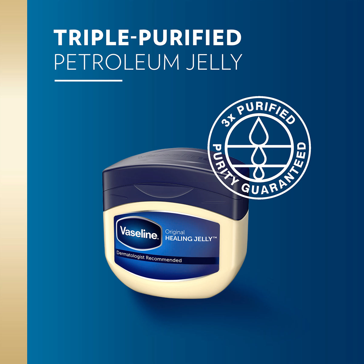 Close-up of Vaseline open jar texture demonstrating smooth, triple-purified jelly
