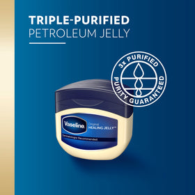 Close-up of Vaseline open jar texture demonstrating smooth, triple-purified jelly