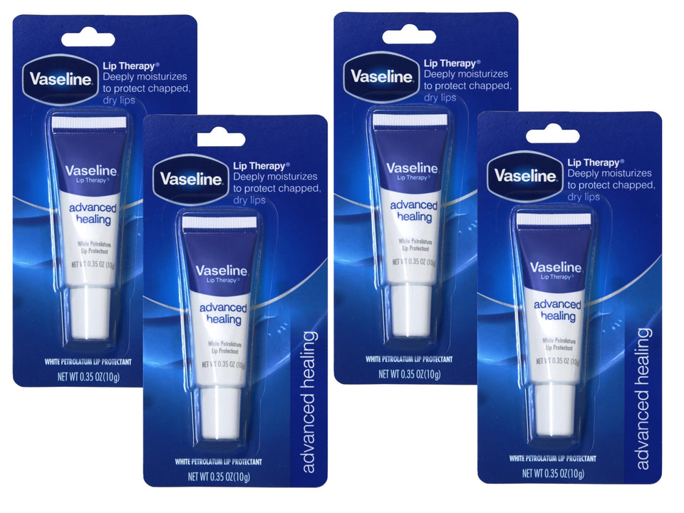 Vaseline pack front view showing four compact tins and convenient storage benefit