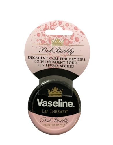 Vaseline pink bubbly tin in hand demonstrating compact travel-friendly size