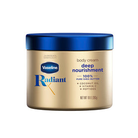 Vaseline Radiant X front jar showing label and 10 oz size for clear product identification and trust