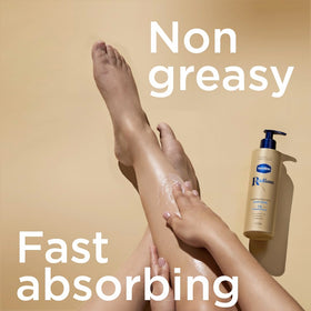 Vaseline bottle on vanity in bathroom lifestyle setting promoting daily routine