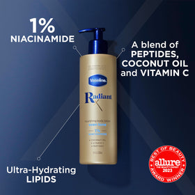 Vaseline pump dispensing lotion demonstrating easy, mess-free application